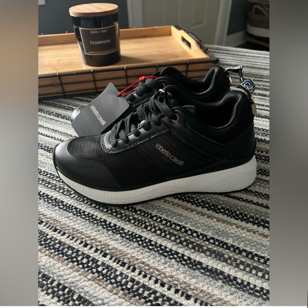 Roberto Cavalli Black Men's Shoes Sz 7-(Women Sz 8.5) Retail $550 NWT